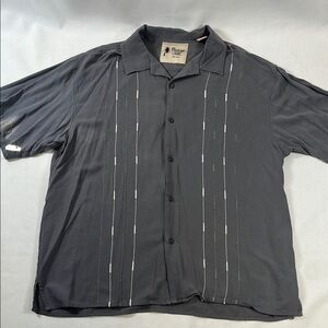 Vintage Silk CIRCA 1969 100% Silk Embroidered Charcoal Camp Shirt Size XXL